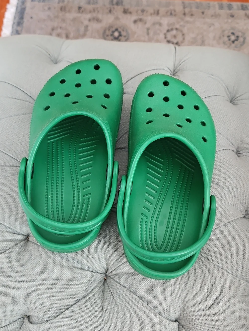 CROCS Kids Green Classic Clogs with Heel Strap
